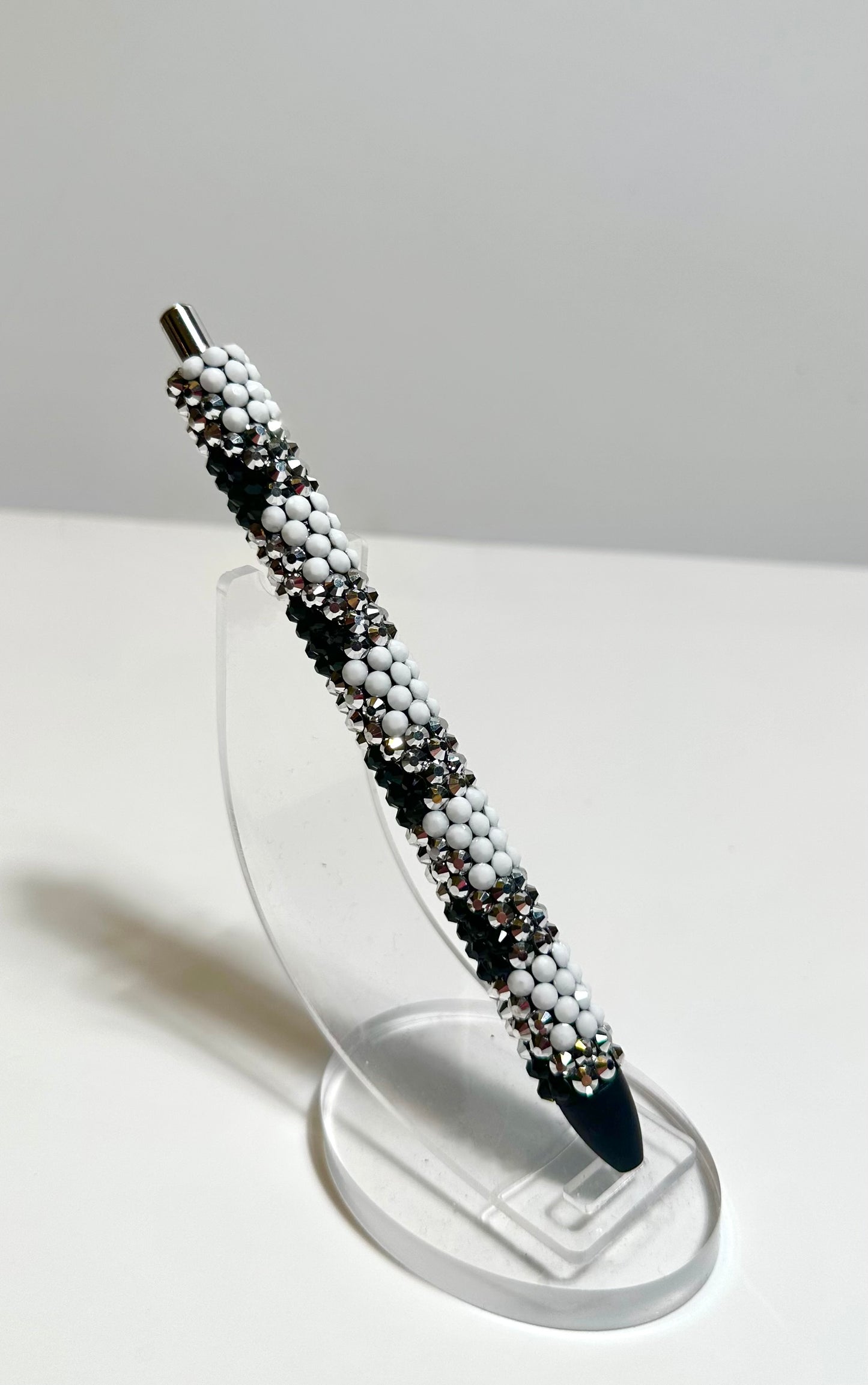 Buffalo Plad black, white and silver Rhinestone pen