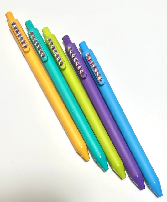 Rhinestoned colored ink gel, Pens set of 6.