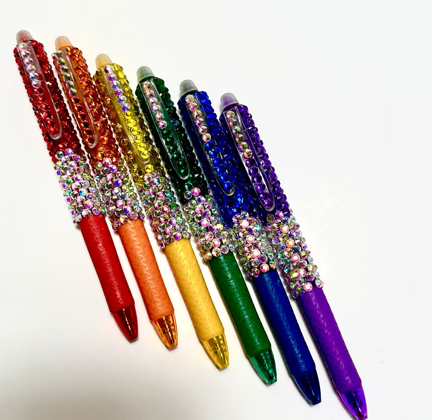 Clickable erasable rhinestoned colored gel pens